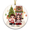 Doll Couple At Christmas Fireplace Personalized Circle Ornament