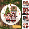 Doll Couple At Christmas Fireplace Personalized Circle Ornament