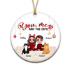 Doll Couple & Fluffy Cats Gift For Cat Lovers Personalized Circle Ornament