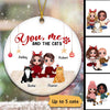 Doll Couple & Fluffy Cats Gift For Cat Lovers Personalized Circle Ornament