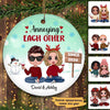Doll Couple Sitting Annoying Each Other Christmas Personalized Circle Ornament