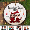 Doll Couple Sitting Christmas Gift For Him For Her Personalized Circle Ornament