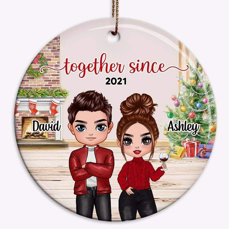 Doll Couple Sitting Together Since Christmas Pillow (Insert Included) -  Lailorp