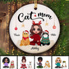 Doll Girl Checkered Pants With Cats Christmas Personalized Circle Ornament