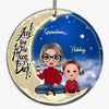 Doll Grandma Grandkids On Moon Personalized Circle Ornament