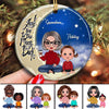 Doll Grandma Grandkids On Moon Personalized Circle Ornament