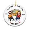 Doll Man Woman Couple Camping Christmas Personalized Circle Ornament