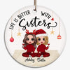 Doll Sisters Besties Siblings Christmas Gift Checkered Pants Personalized Circle Ornament