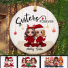 Doll Sisters Siblings Besties Forever Checkered Pants Christmas Gift Personalized Circle Ornament