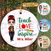 Doll Teacher Teach Love Inspire Christmas Personalized Circle Ornament