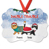 Double Trouble Fluffy Walking Cats Personalized Christmas Ornament
