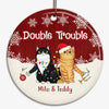 Double Trouble Sassy Cats Personalized Circle Ornament