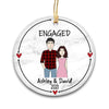 Engaged Doodle Couple Wedding Anniversary Christmas Gift Personalized Circle Ornament