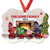 Family Feet At Fireplace Personalized Christmas Ornament