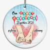 First Christmas Couple Hands Personalized Circle Ornament