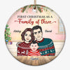 First Christmas Front View Baby & Parents Personalized Circle Ornament