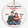 First Christmas Front View Couple Pretty Personalized Circle Ornament