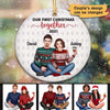 First Christmas Front View Couple Pretty Personalized Circle Ornament