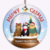 Fluffy Cat Inside Snow Globe Christmas Personalized Circle Ornament