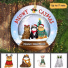 Fluffy Cat Inside Snow Globe Christmas Personalized Circle Ornament