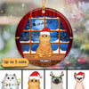 Fluffy Cats Sitting On The Window Christmas Personalized Circle Ornament