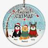 Fluffy Cats Under Berry Tree Personalized Cirlce Ornament