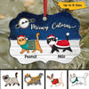Fluffy Cats Walking In Christmas Night Personalized Christmas Ornament
