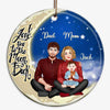 Front View Couple On Moon Personalized Circle Ornament