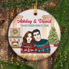 Front View Couple Together Since Personalized Circle Ornament