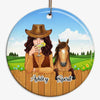 Girl And Horse Sitting Personalized Circle Ornament
