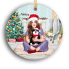 Girl Holding Cats Personalized Circle Ornament