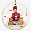 Girl Holding Fluffy Cats Personalized Circle Ornament