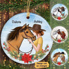 Girl & Horse Personalized Decorative Circle Ornament