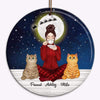 Girl Sitting With Cats Personalized Circle Ornament