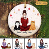 Girl Sitting With Cats Personalized Circle Ornament