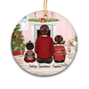 Grandma Grandkids Sitting Christmas Gift Personalized Circle Ornament