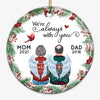 Holly Branch Dad Mom Cardinal Memorial Personalized Circle Ornament