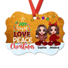 Joy Hope Love Peace Doll Besties Couple Personalized Christmas Ornament