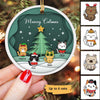 Layer Background Merry Christmas Cats Personalized Circle Ornament