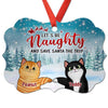 Let‘s Be Naughty And Save Santa Trip Fluffy Cats Personalized Christmas Ornament