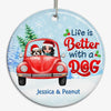 Life Is Better With Dogs Doll Girl Personalized Circle Ornament