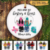 Long Distance Besties Sisters Modern Girls Personalized Circle Ornament