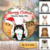 Meowy Catmas Floral Wreath Personalized Circle Ornament