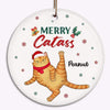 Merry Catass Sassy Fluffy Cats Christmas Personalized Circle Ornament