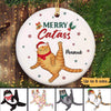 Merry Catass Sassy Fluffy Cats Christmas Personalized Circle Ornament