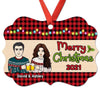 Merry Christmas Couple & Dog Cat Personalized Christmas Ornament