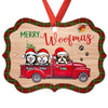 Merry Woofmas Peeking Dog Truck Personalized Christmas Ornament