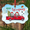 Merry Woofmas Peeking Dog Truck Personalized Christmas Ornament