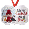 Most Wonderful Time Cat Winter Personalized Christmas Ornament