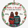 Mother Father And Daughter Son Holly Branch Personalized Circle Ornament